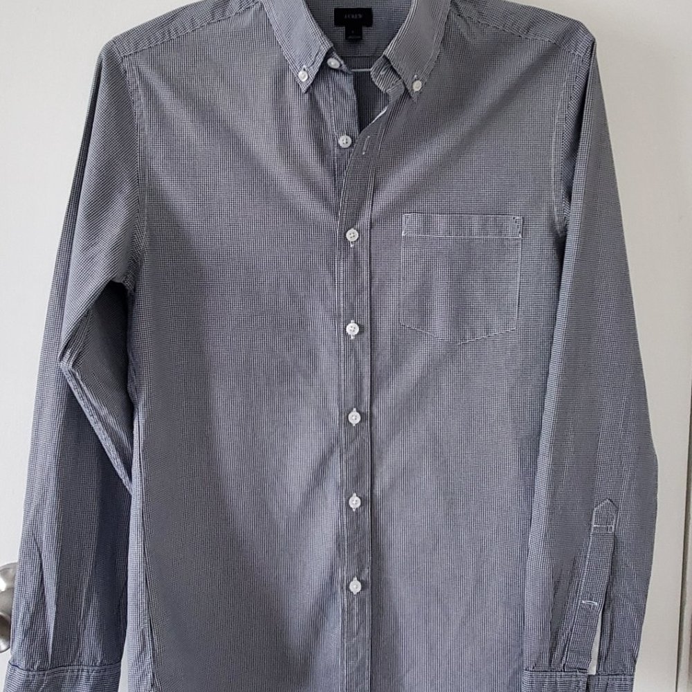 J Crew Men's SLIM FIT Button Down Shirt Sz SMALL Navy Long Sleeve